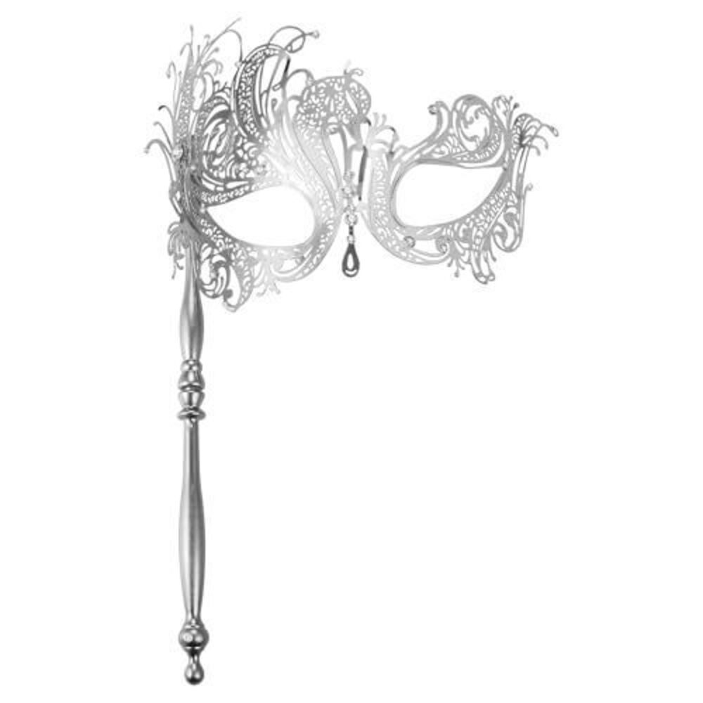 2645 Masquerade Mask with Stick: Rhinestones Decoration Party Mask Venetian